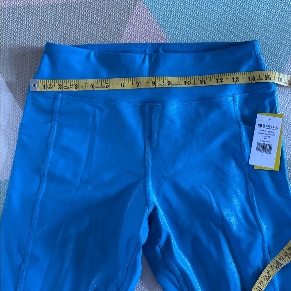 EleVen by Venus Williams Vibrant Blue Shiny Leggings Size L NWT - Picture 2 of 7